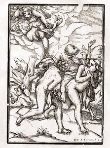 La mort vient pour Adam et Ève, gravé par Georg Scharffenberg, de 